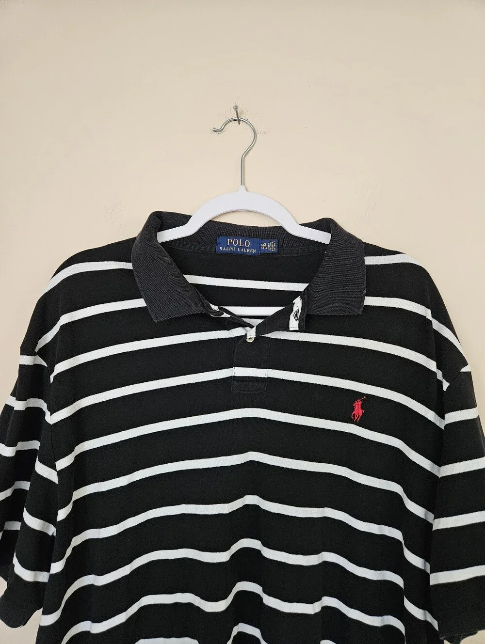 Polo Ralph Lauren Men's Black & White Striped Polo, Size XXL